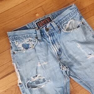 Levi's 514 Slim Fit Straight Leg Distressed Denim Frayed Hem Jeans 31x30